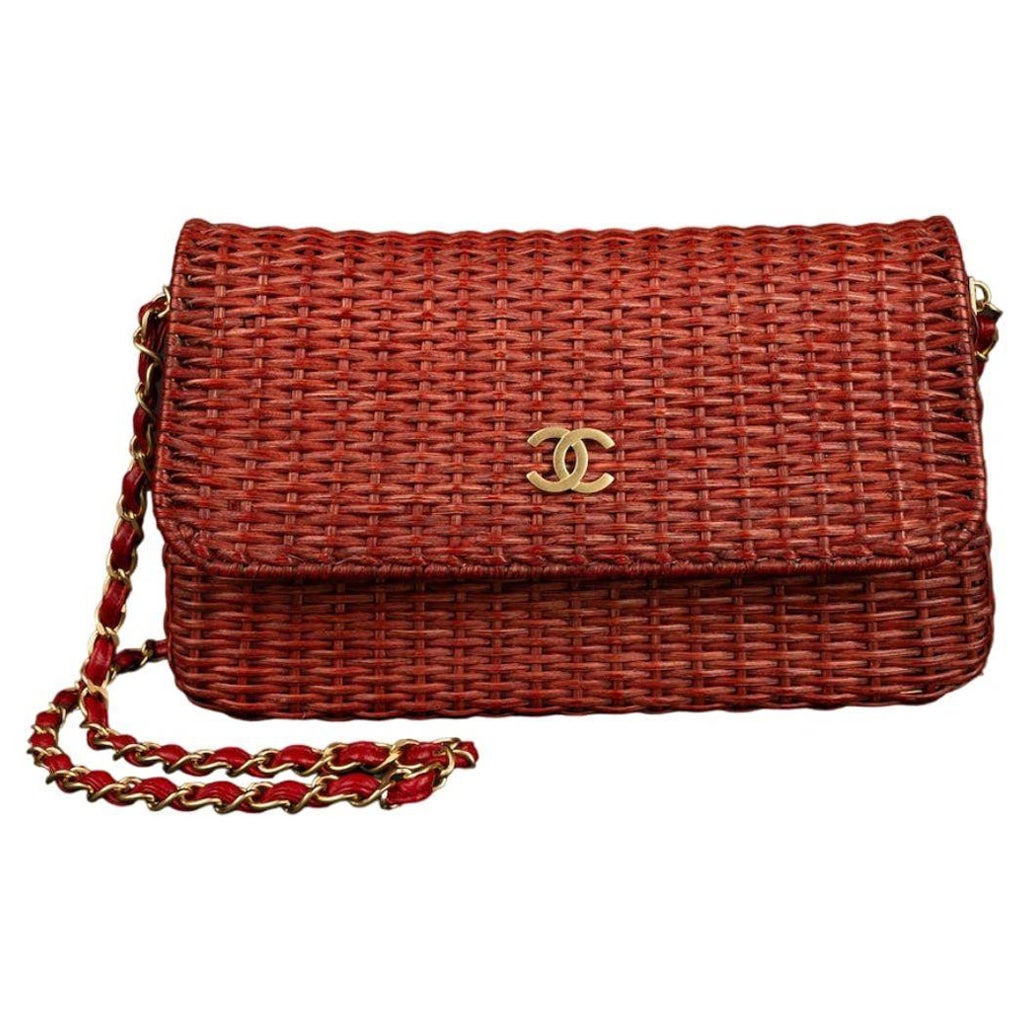 Chanel Extremely Rare Red Wicker Bag Spring, 2001  For Sale