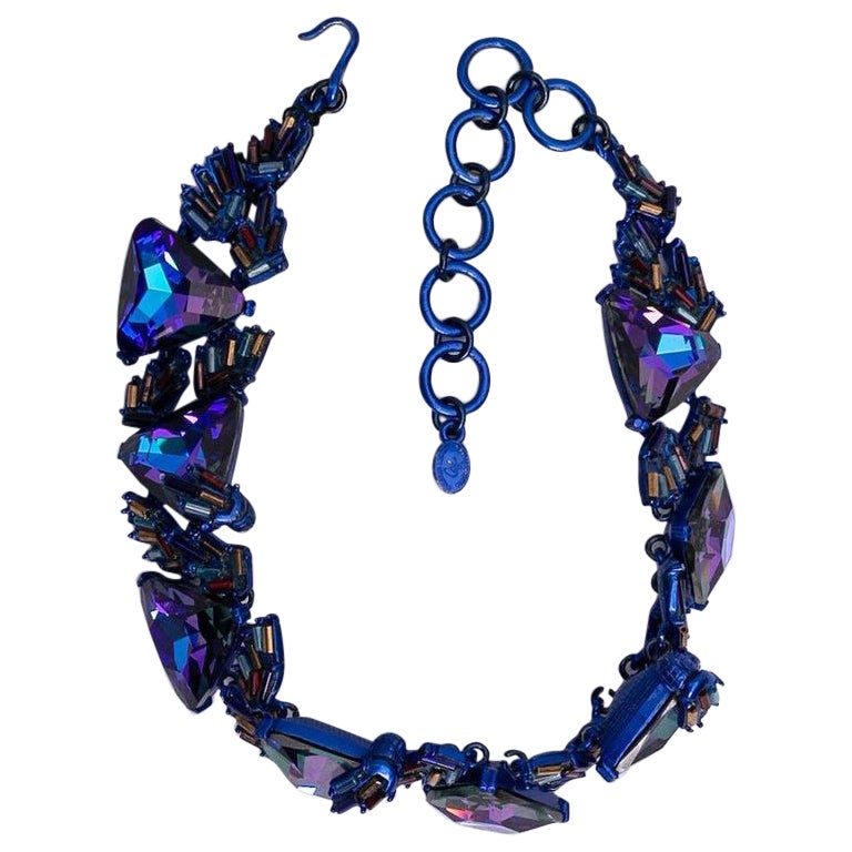 Christian Lacroix Enamelled Blue Necklace For Sale