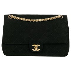 Vintage Chanel Black Quilted Jersey Bag