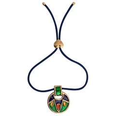 Yves Saint Laurent Enamelled and Gilted Metal Pendant Necklace