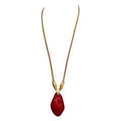 Vintage Chanel Necklace with Red Pendant Spring Collection, 1998