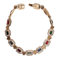 Dior Gilded Metal Short Necklace with Rhinestones