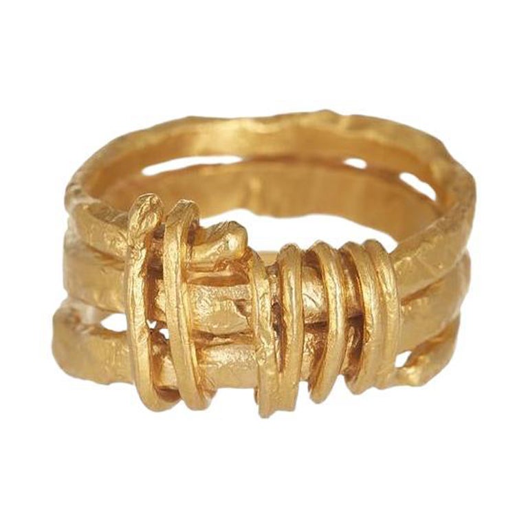 Saxon Ring is handcrafted from 24ct gold-plated bronze For Sale