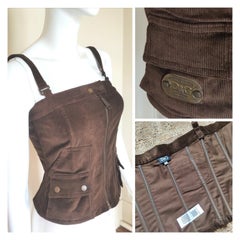 D&G Dolce and Gabbana Corduroy Cord Bustier Military Vintage Cargo Top Corset