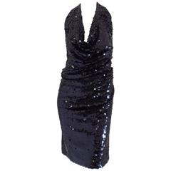 1980s Sequins black dress