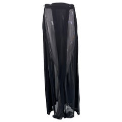 Moschino Couture Sheer Black Wrap Front Pleated Maxi Skirt 1990s