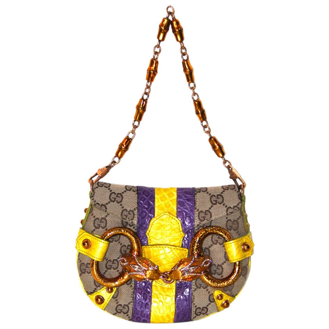 GUCCI Tom Ford Monogram Jeweled Snake Head Bag Limited Edition
