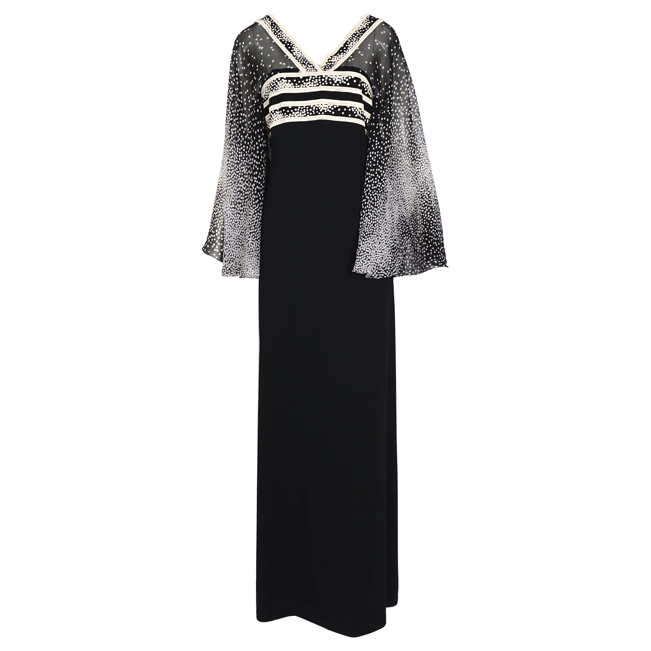 Leonard vintage 1980s large sleeves black and white print silk dress For Sale