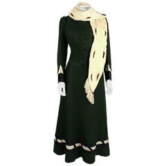 1900s Victorian Edwardian Wool Winter Suit Ermine Fur Stole Ice Skating Ensemble 5