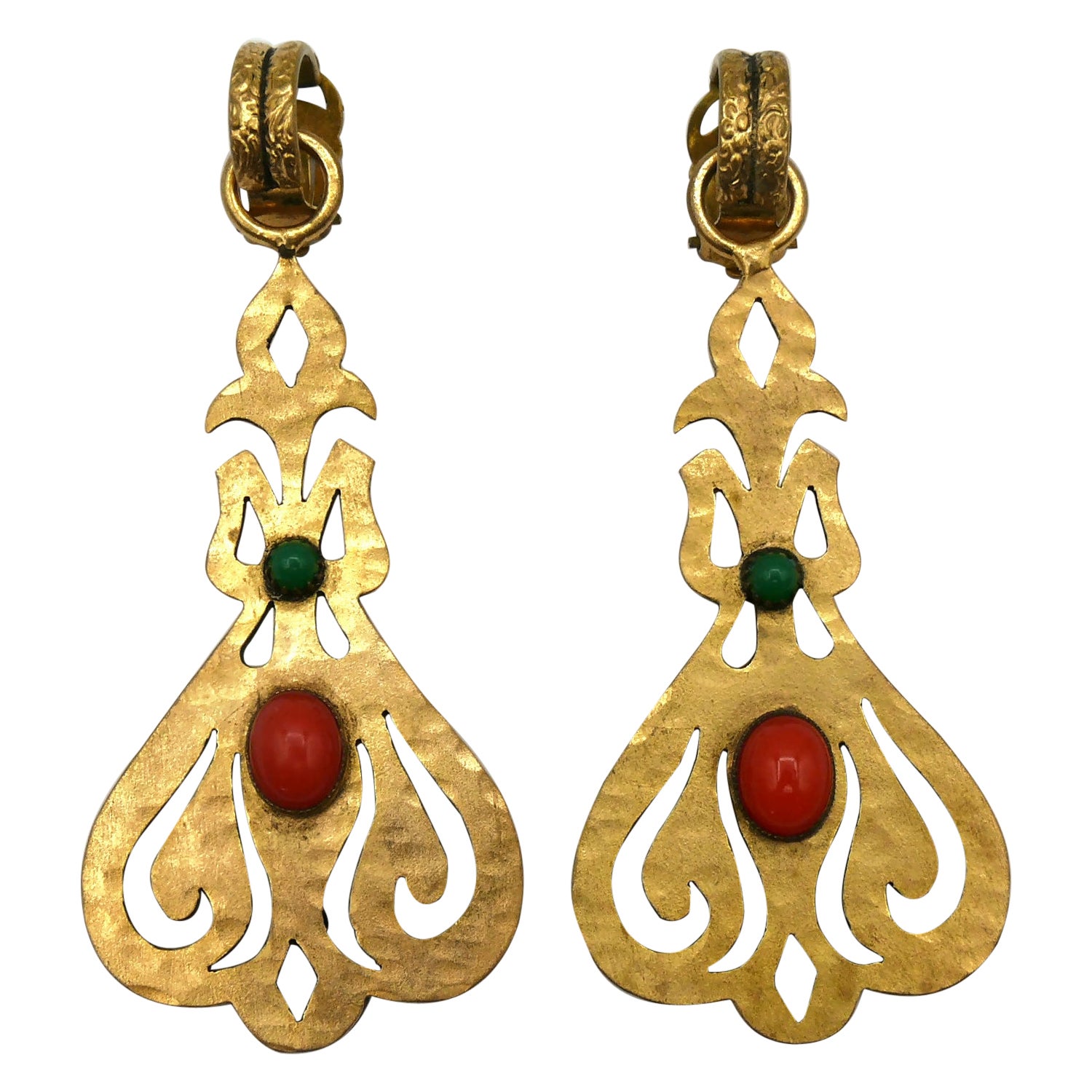 YVES SAINT LAURENT YSL Vintage Art Nouveau Inspired Dangling Earrings For Sale