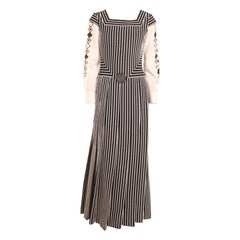 Used Louis Feraud  black and white visual illusion tailored maxi dress. Circa 1970