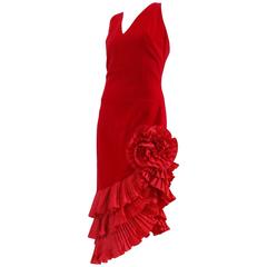 1980s Red Velvet Memi Dress 1