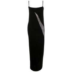GUCCI - TOM FORD c.1990's Black Sheer Panel Low Cut Back Evening Dress Size 40