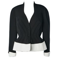 Black and white single breasted jacket with top-stitching Thierry Mugler 