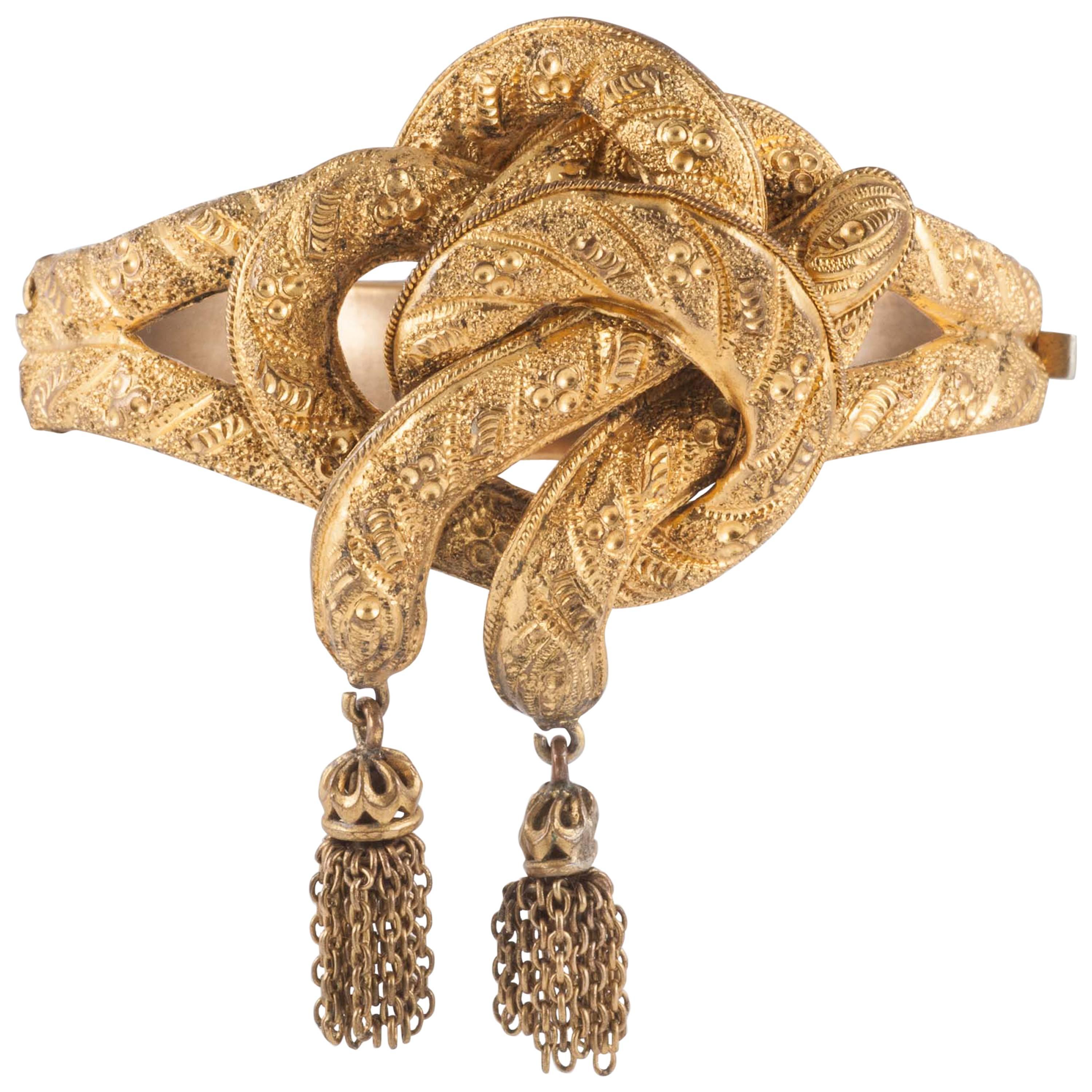 Early Victorian Pinchbeck knotted snake bracelet