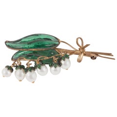 Vintage Christian Dior Iconic "Lily Of The Valley" (Muguet) articulated brooch, 1950s