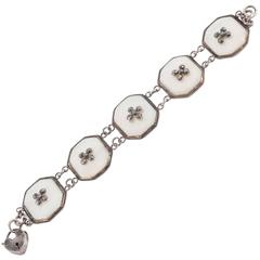 Highly unusual Regency cut steel and mother of pearl on silver bracelet 5
