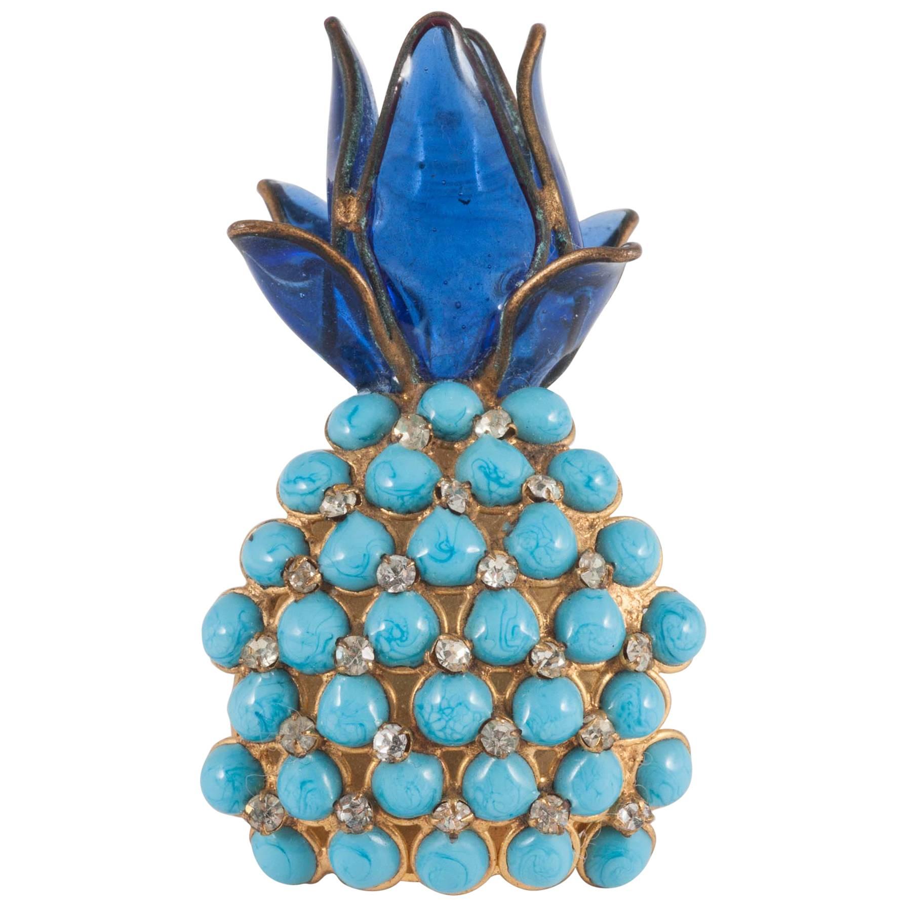 Poured glass 'pineapple' brooch, Maison Gripoix, 1960s