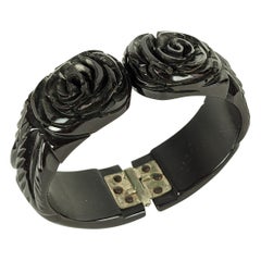 Art Deco Bakelite Carved Rose Clamper Bracelet