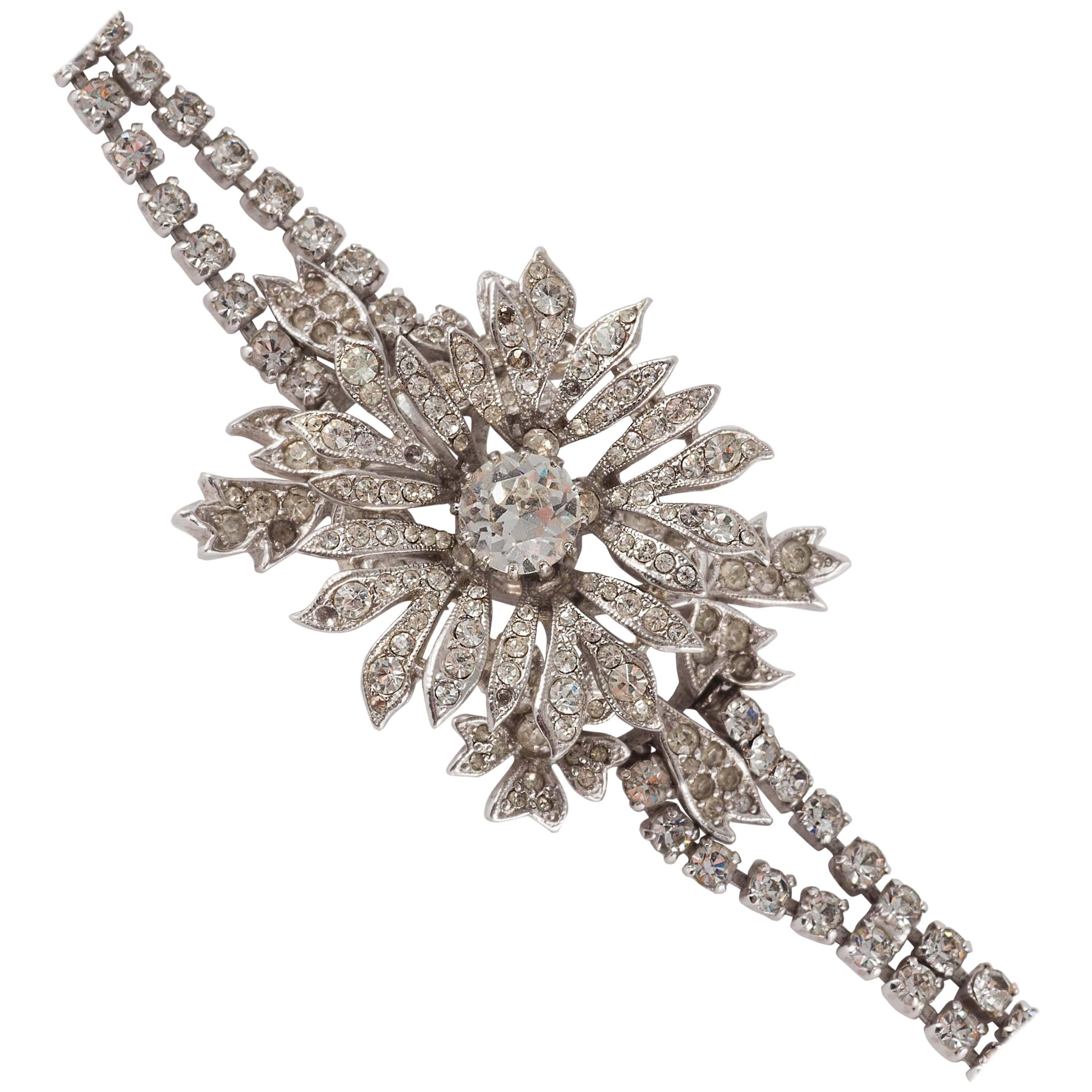 Rare paste 'en tremblant' flower bracelet by Christian Dior