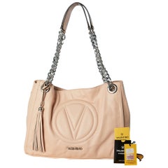 Maxi bag in pale pink leather and silver metallic chains Luisa 2 Valentino 