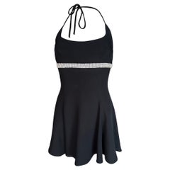 Runway Dolce&Gabbana SS1995 black mini dress with crystals trim size M