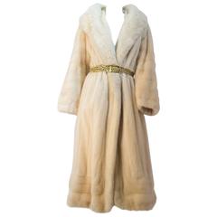 70s Cream Mink Full Length Coat 4