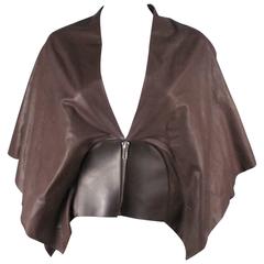 Rick Owens Cape - Leather Poncho Brown Jacket Coat - US 8 - 42