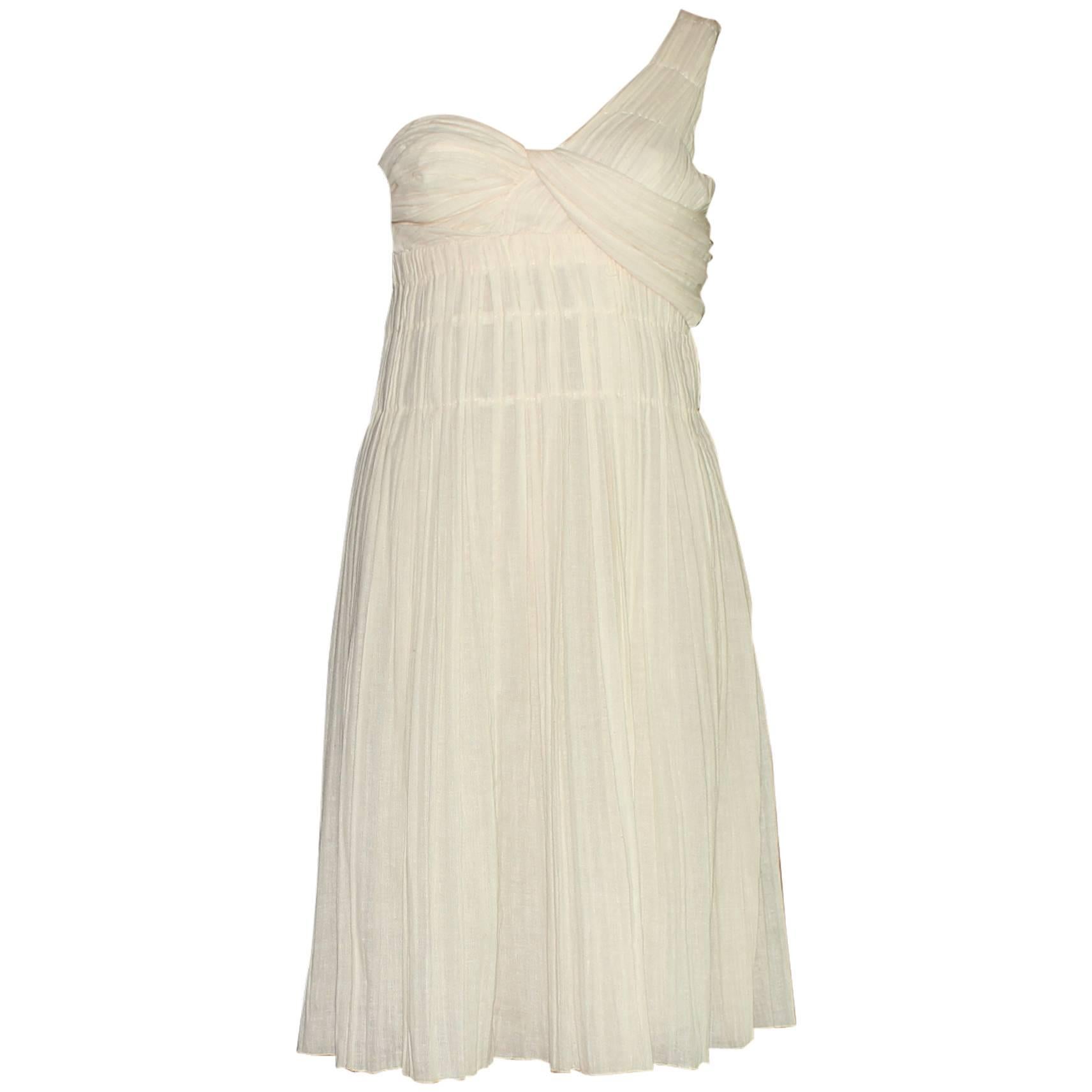Prada Pleated Cotton Gauze Dress