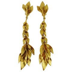 Yves Saint Laurent YSL Vintage Floral Shoulder Duster Dangling Earrings