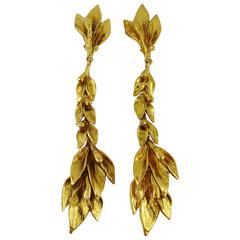 Yves Saint Laurent YSL Vintage Floral Shoulder Duster Dangling Earrings 5