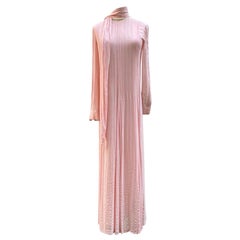 Balenciaga foulard pink long dress 