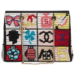 2000s Chanel Multicolour Patchwork Woven Fabric Timeless Shoulder Bag