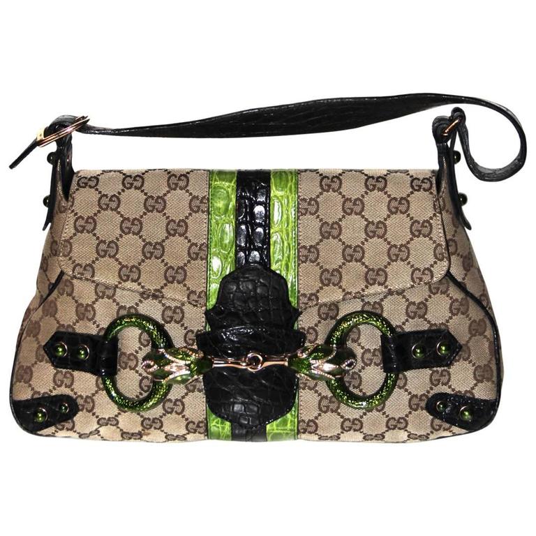 GUCCI by Tom Ford Bag Monogram Jewelled Snake Head - Limited Edition For Sale at 1stdibs