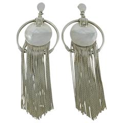 Jean Paul Gaultier Vintage Sterling Silver Fringed Hoop Dangling Earrings 8