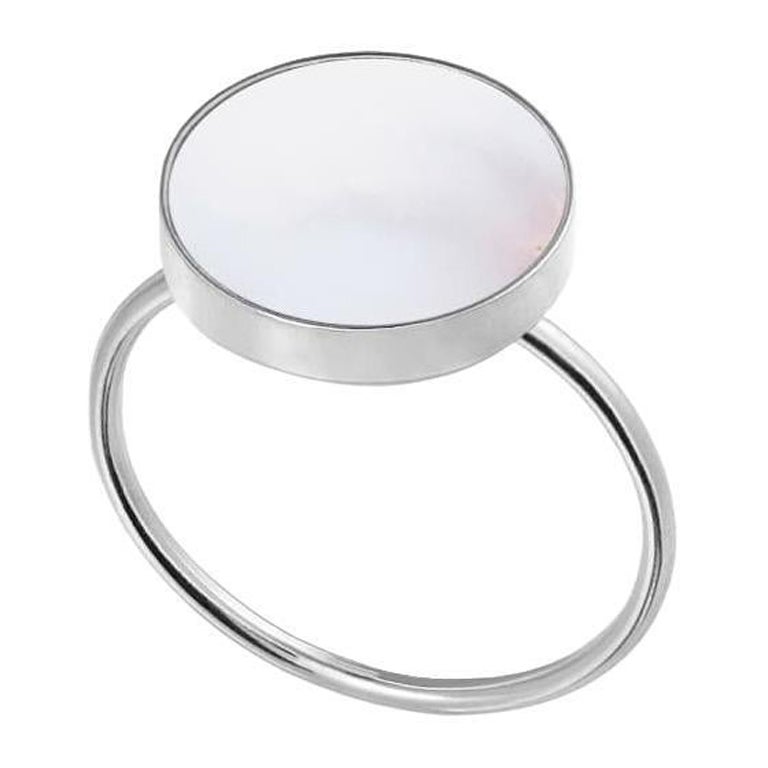 Ring with white opal sterling silver size 6 For Sale