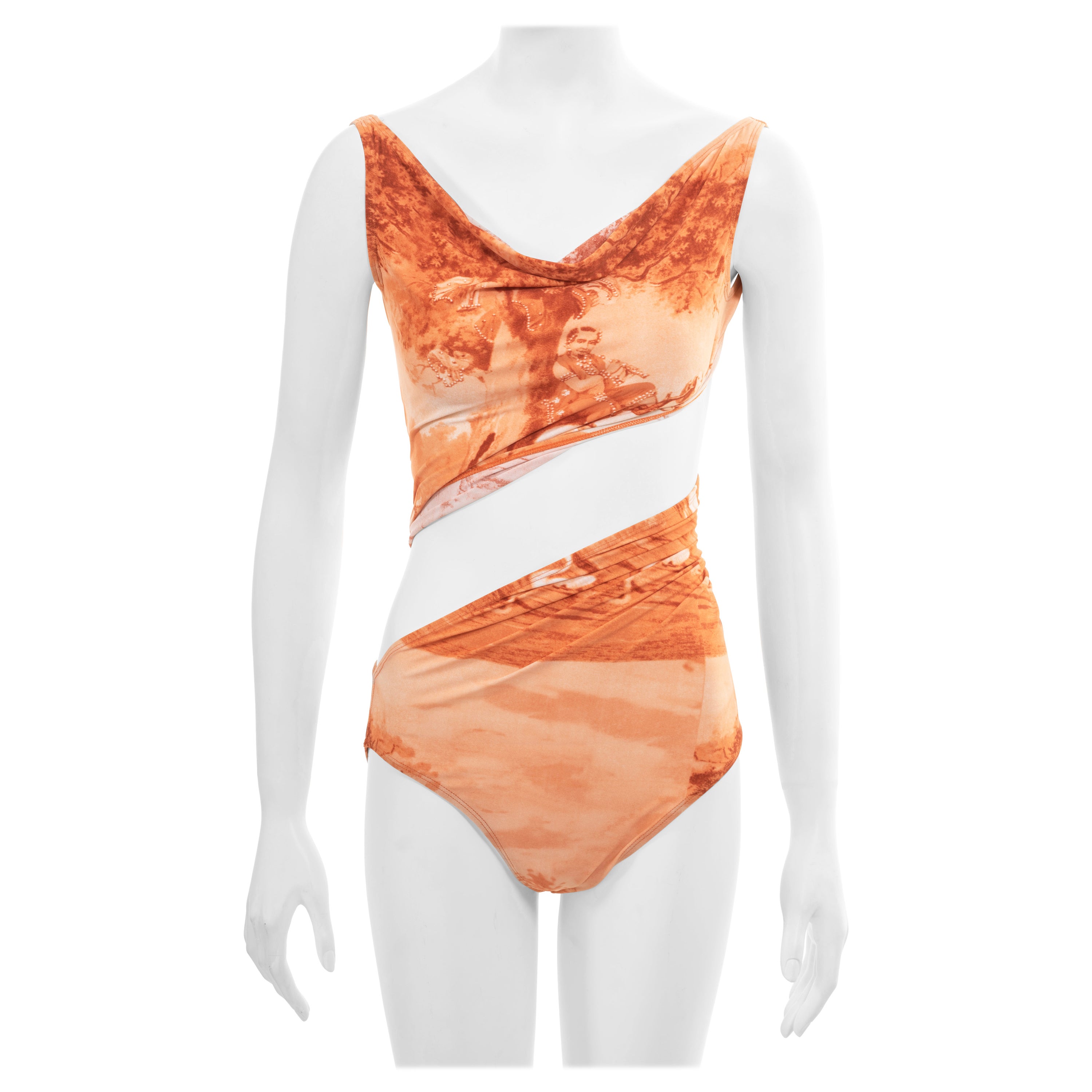 Jean Paul Gaultier, orangefarbener, gedrehter Bodysuit, F/S 1998 im Angebot