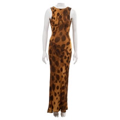Atelier Versace Couture Abendkleid aus Seide mit Perlenbesatz und Gepardenmuster, H/W 1996
