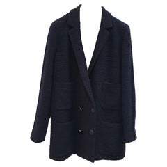 Chanel Navy Tweed Double BreastedBlazer Jacket
