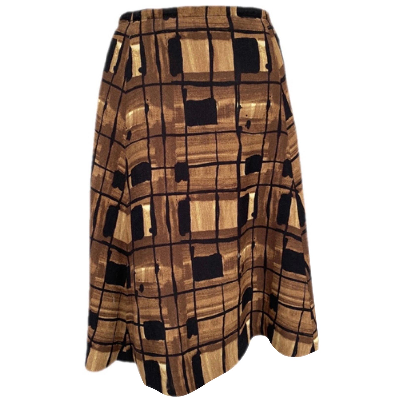 Prada ready to wear aw2010 cotton brown A line Skirt For Sale