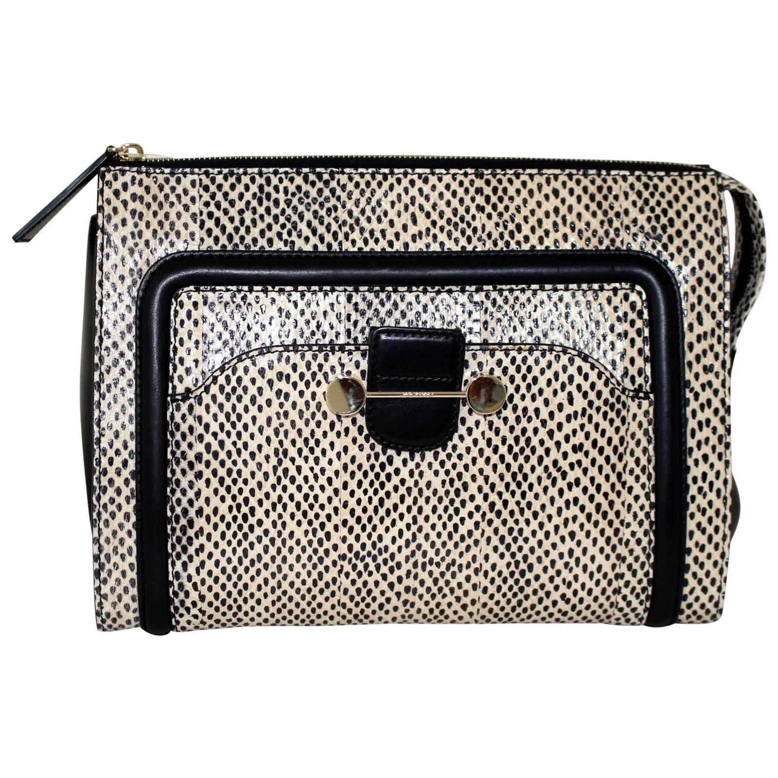 Jason Wu Daphne Water Snake Clutch with Black Leather For Sale