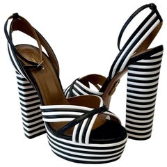 Aquazzura Sundance Black & White Striped Sandals