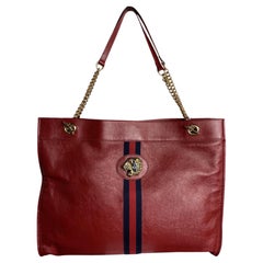 Gucci Rajad red leather lion tote Bag