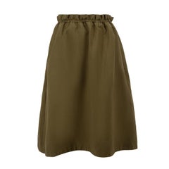 Knielanger Khaki-Rock mit elastischer Taille Größe XS
