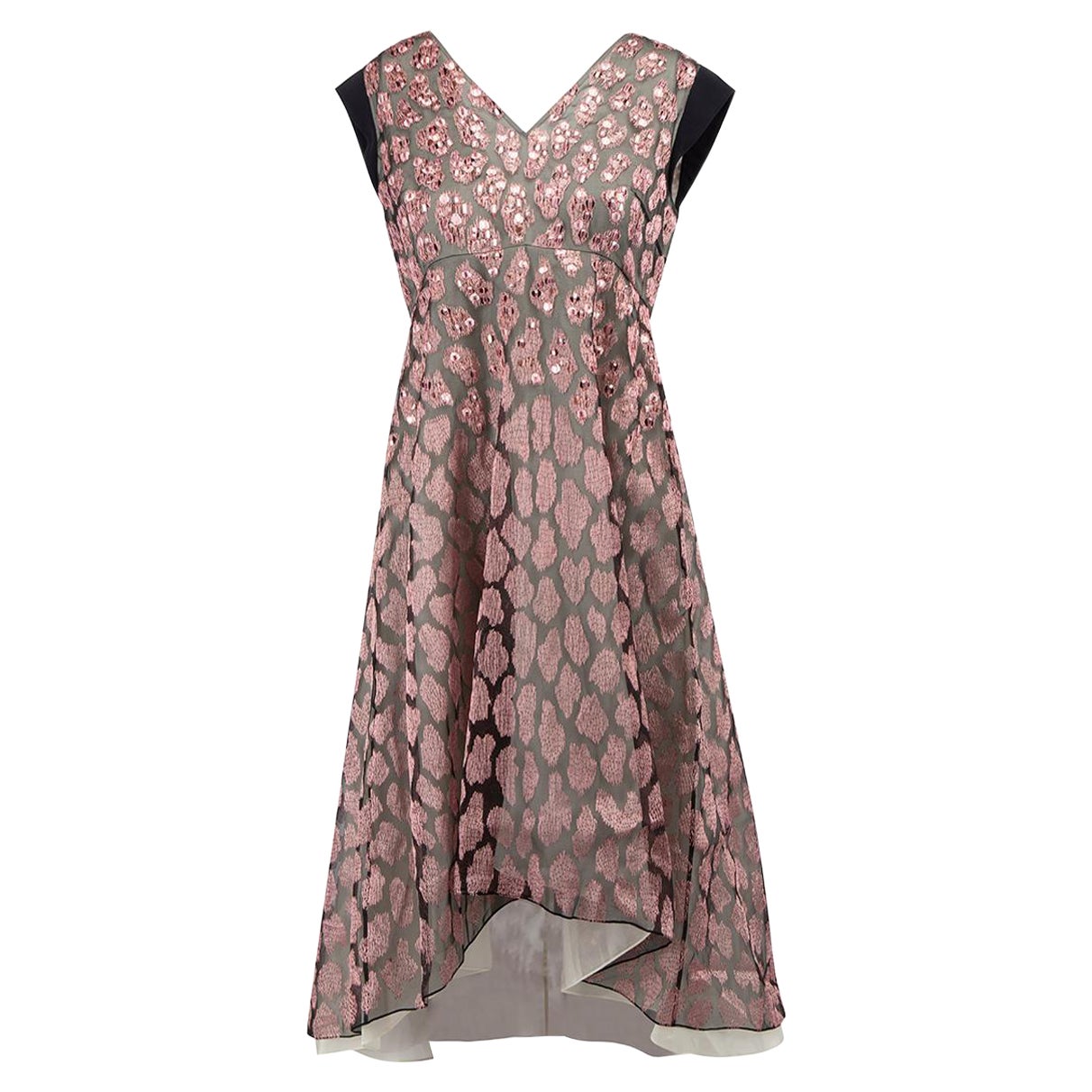 Christian Dior Pink Silk Sequin Embellished Sleeveless Knee Length Dress Size M For Sale