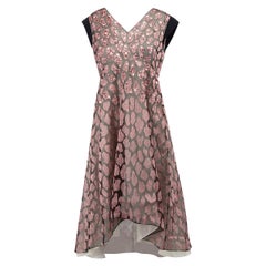 Christian Dior Pink Silk Sequin Embellished Sleeveless Knee Length Dress Size M