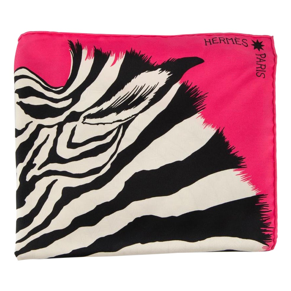 Hermès Women's Pink Silk Zebra Pegasus Scarf For Sale at 1stDibs