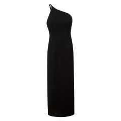 EMPORIO ARMANI EA7 Schwarzes One-Shoulder-Maxikleid, figürlich, Größe M