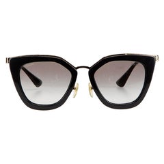 Prada Women's Black Cat Eye Gold Arms Sunglasses