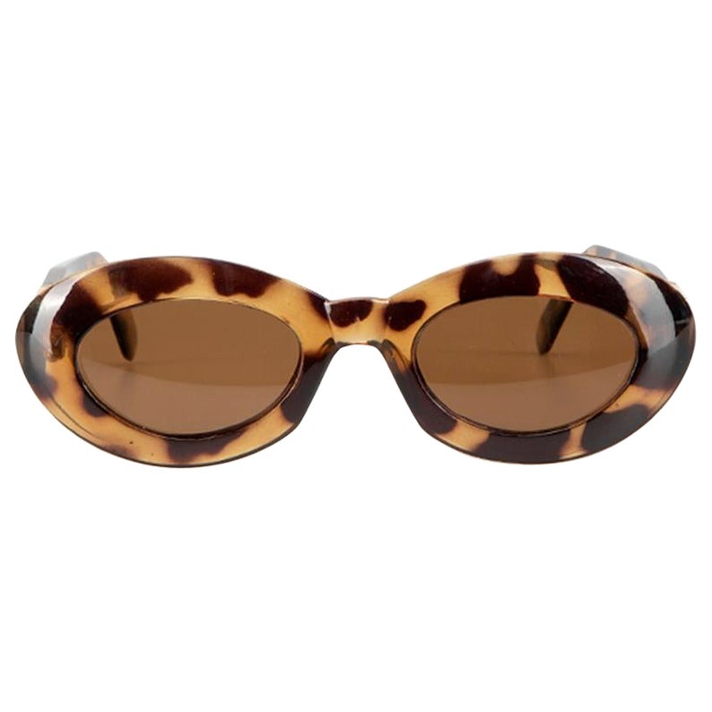 Versace Women's Vintage Brown Tortoiseshell Medusa Oval Sunglasses